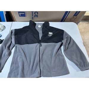 Team USA Olympic London 2012 Gray Black Embroidered Full Zip Fleece Jacket L